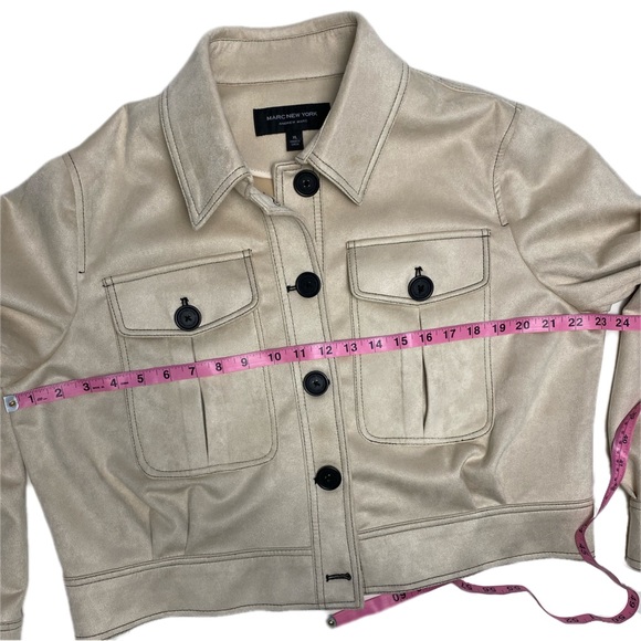 NWOT Marc New York Soft latte faux suede coat cropped button-down jacket nude XL - Picture 8 of 13
